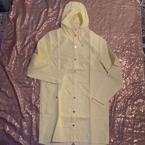 RAINS Long Jacket Raincoat in the color Straw (light yellow) Size Small NEW